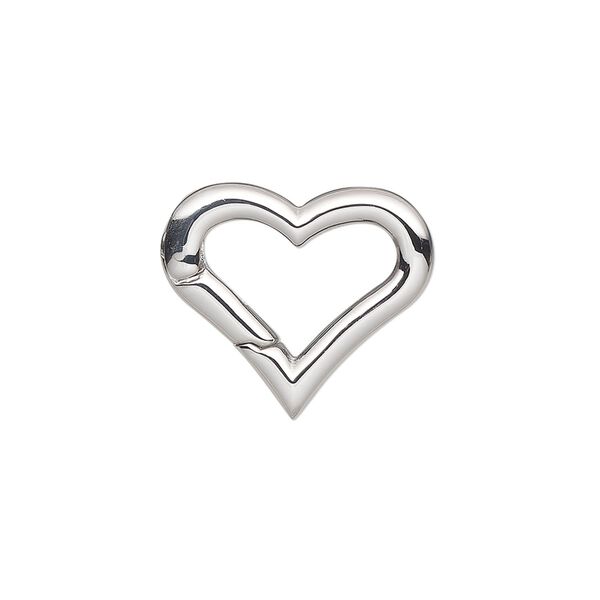 Clasp, self-closing hook, stainless steel, 20x17mm heart. Sold individually. image number 0