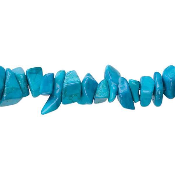 Bead 1pk turquoise blue howlite, dyed, medium chip 32 inch image number 0