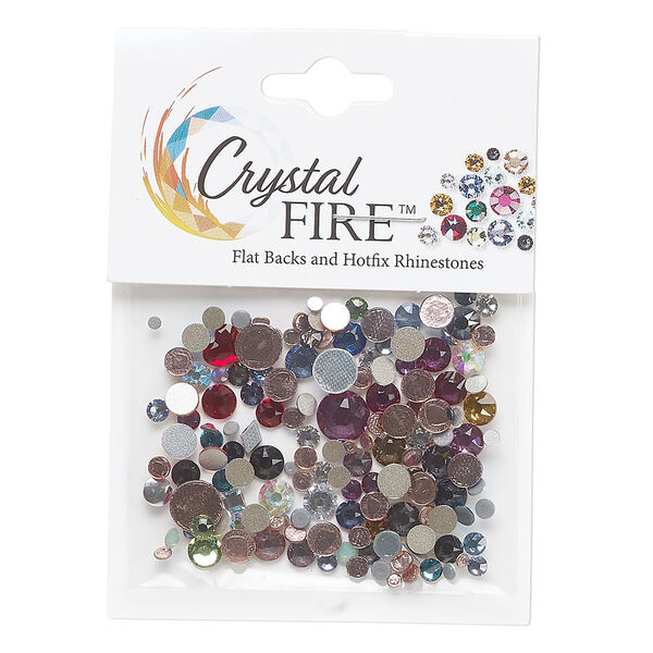 Flat back mix 1pkg144 mixed colors, Crystal FIRE&reg;, 1.7-6.5mm round SS5-SS30 image number 0