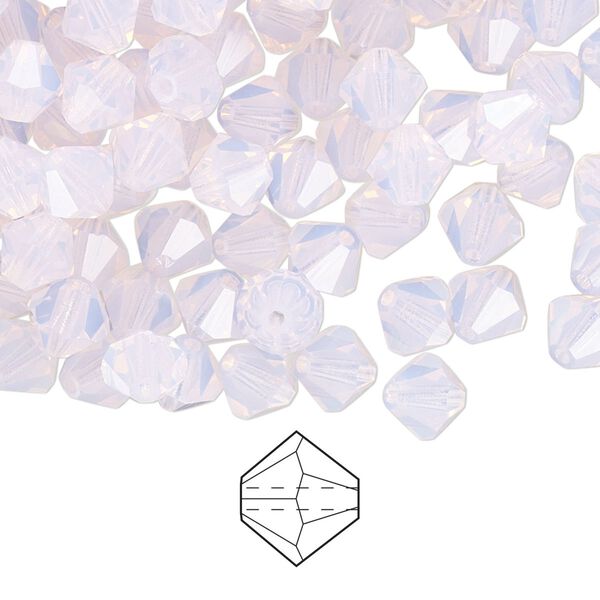 Bead 288pk rose opal, Preciosa Czech crystal 6mm bicone image number 0