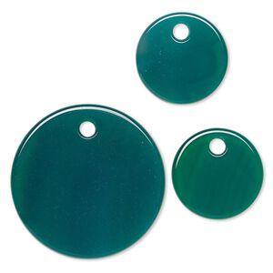 Green agate 1pkg3, flat round drop 30mm / 18mm