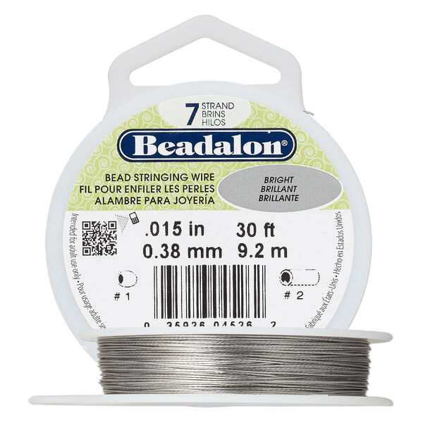 Wire, Beadalon®, bright, 7 strand, 0.015-inch diameter. Sold per 30-foot spool. image number 0