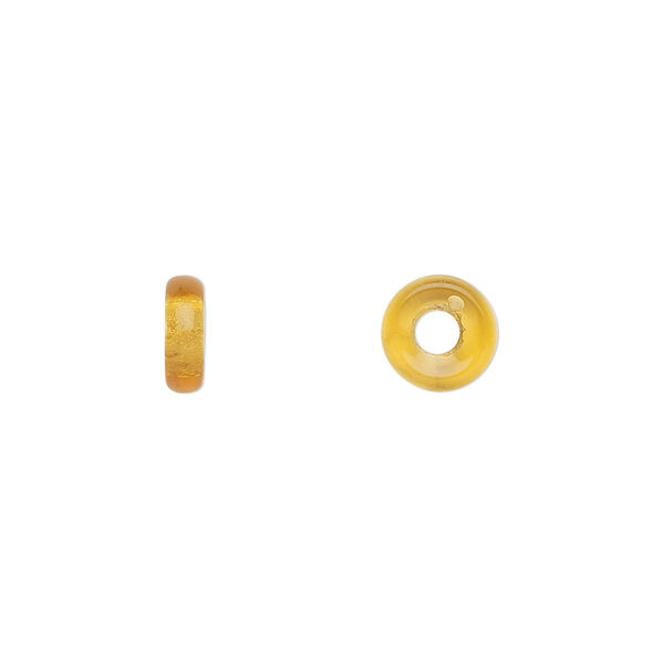 Bead, Czech pressed glass, honey, 8x2.5mm ring. Sold per pkg of 50. image number 0