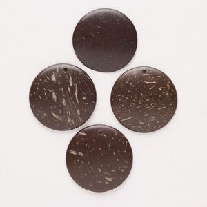 Focal, coconut wood (waxed), 38mm top-drilled round. Sold per pkg of 4.