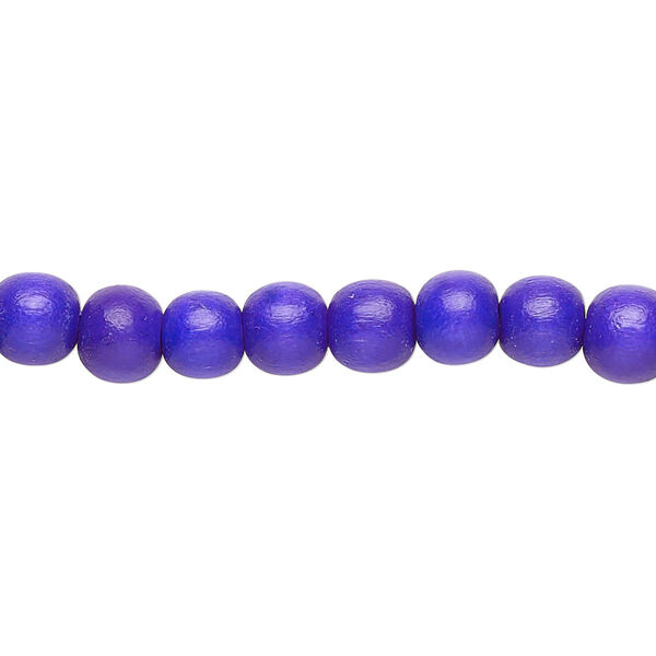 Bead, Taiwanese cheesewood (dyed / waxed), cobalt, 5-6mm round. Sold per pkg of (2) 15-1/2" to 16" strands. image number 0