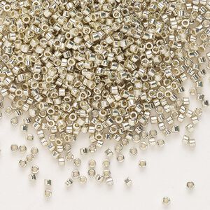 Seed bead, Delica®, glass, pkg/50g, #11 round, Duracoat® opaque galvanized silver (DB-1831).