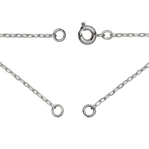 Chain 1pkg1 silver-plated cable, 1.3mm necklace component / 3.5mm jump ring / springring clasp, brass 18 inch