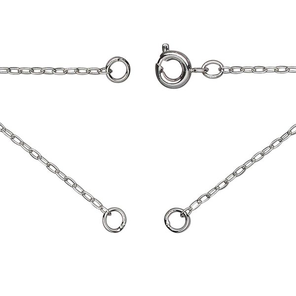 Chain 1pkg1 silver-plated cable, 1.3mm necklace component / 3.5mm jump ring / springring clasp, brass 18 inch image number 0