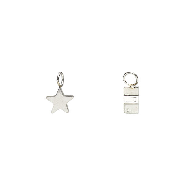 Charm, stainless steel, 5mm double-sided star. Sold per pkg of 2. image number 0