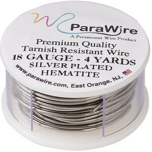 Wire, ParaWire™, enameled copper, hematite, round, 18 gauge. Sold per 4-yard spool.