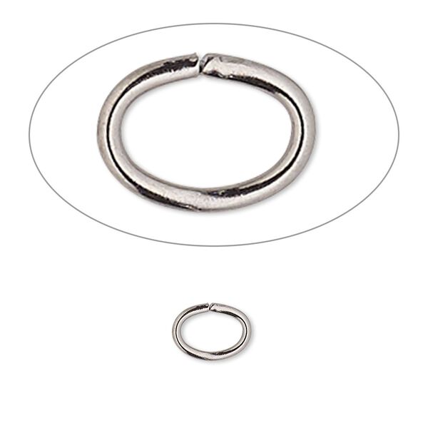 Jump ring, gunmetal-plated brass, 8x6mm oval, 6.2x4.1mm inside diameter, 18 gauge. Sold per pkg of 100. image number 0