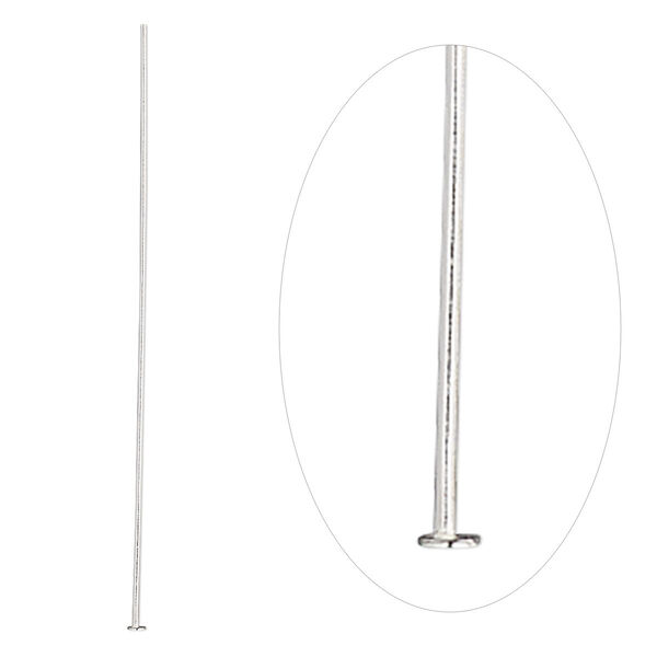 Head pin, sterling silver, 2 inches, 24 gauge. Sold per pkg of 100. image number 0