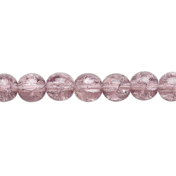 Bead, Czech crackle glass druk, mauve, 8mm round. Sold per 15-1/2" to 16" strand, approximately 50 beads. image number 0