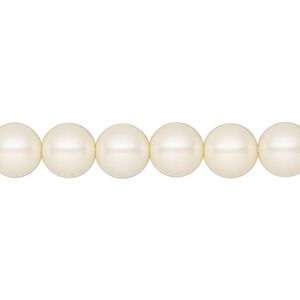Pearl 25pk pearlescent cream, Preciosa Czech crystal 8mm round