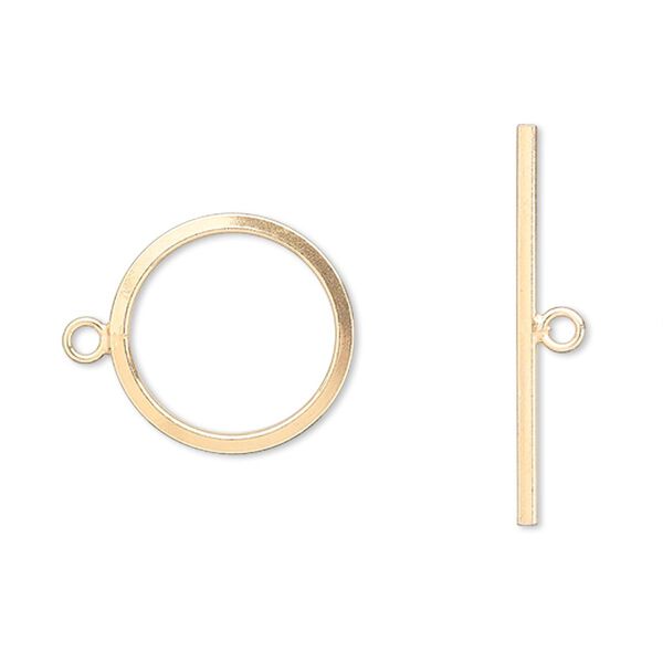 Clasp, JBB Findings, toggle, 12Kt gold-filled, 16mm smooth round. Sold individually. image number 0