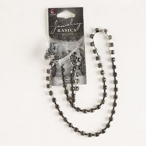 Cupchain, imitation rhodium-finished brass and glass, topaz, 4mm wide, 18 inches with (8) connectors. Sold individually.