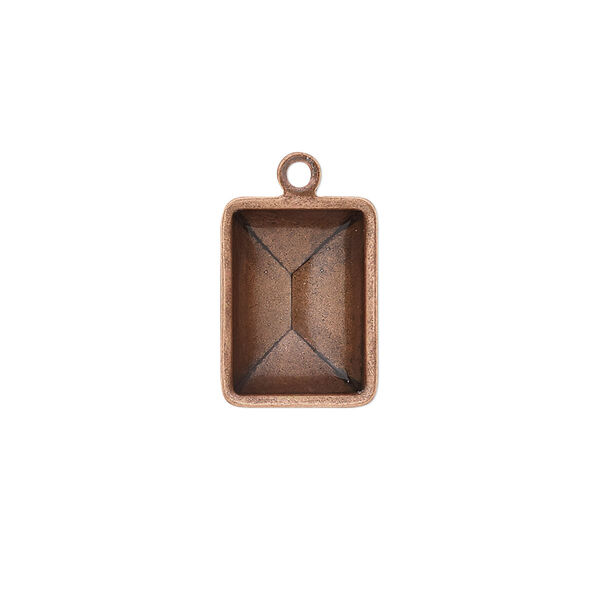 Drop, Almost Instant Jewelry®, antique copper-plated brass, 16.5x12.5mm faceted rectangle with 14x10mm rectangle setting. Sold per pkg of 4. image number 0