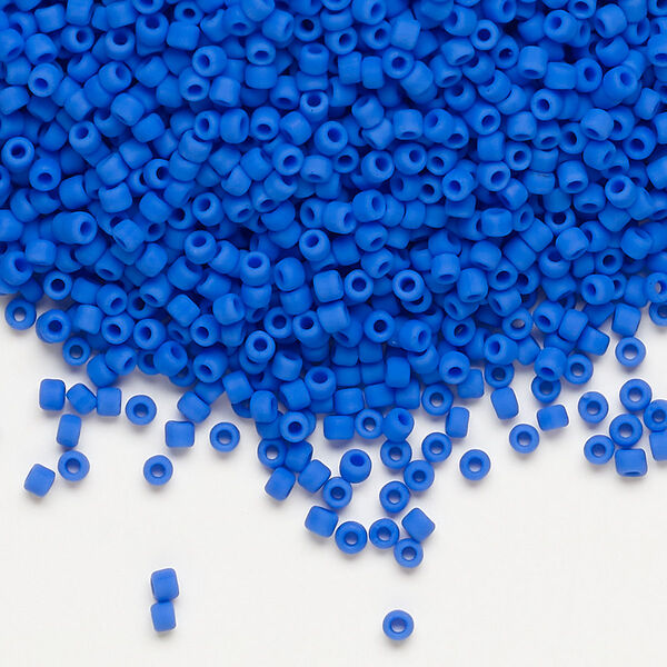 Seed bead, Dyna-Mites™, glass, pkg/1/2kg, #11 round, opaque matte medium blue, (739MA 11/0 RR). image number 0
