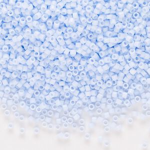Seed bead, Delica®, glass, pkg/50g, #11 round, opaque glass enamel light sky blue (DB-1497-1).