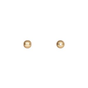 Bead, gold-plated brass with satin finish, 4mm round. Sold per pkg of 100.