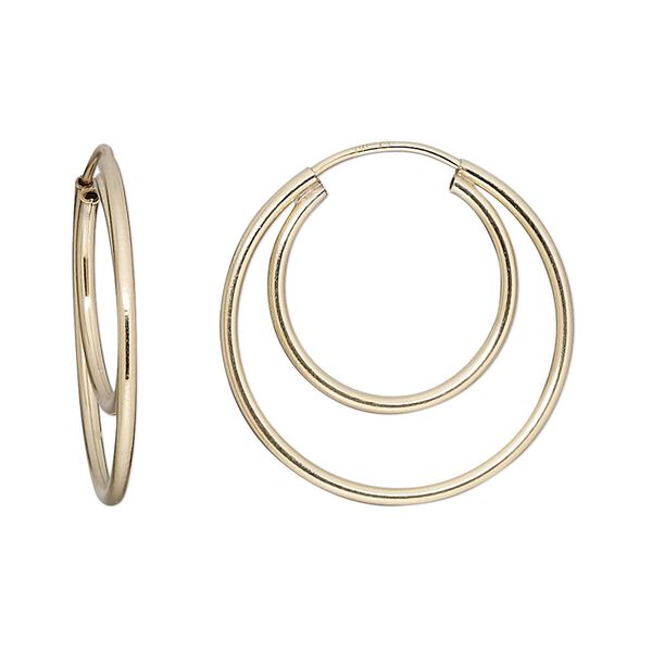 Earring hoop 1pkg2 14Kt gold-filled, 24mm double / endless loop, 21 gauge 1 pair image number 0