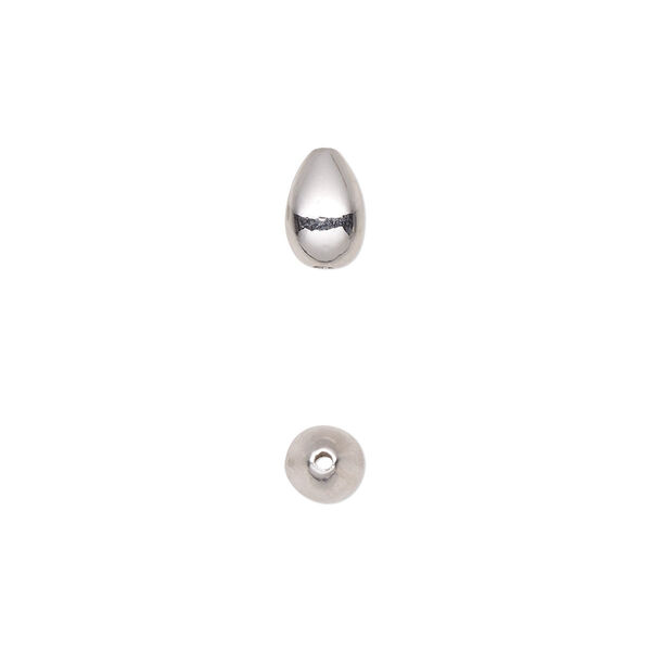 Bead, sterling silver, 8x5mm teardrop. Sold individually. image number 0