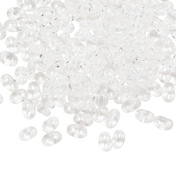 Seed bead, Preciosa Twin™ Czech glass, pkg/50g, 5x2.5mm oval, transparent clear, (00050). image number 0