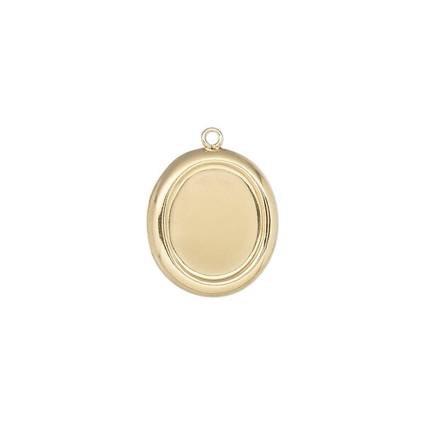 Drop, 14Kt gold-filled, 15.5x14mm single-sided oval with 12x10mm oval setting. Sold individually. image number 0