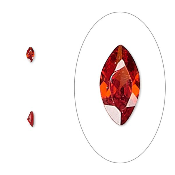 Gem, cubic zirconia, ruby red, 4x2mm faceted marquise, Mohs hardness 8-1/2. Sold per pkg of 5. image number 0