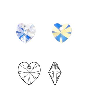 Drop 4pk crystal AB, Crystal Passions® 10mm pendant heart 6228