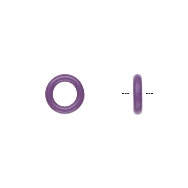 Component, Oh! Ring™, silicone, purple, 10mm round with 6mm hole. Sold per pkg of 300. image number 0