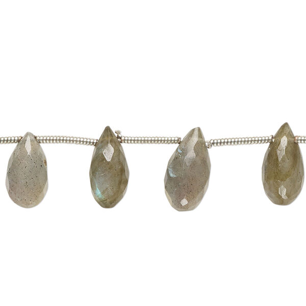 Labradorite 1pkg17, hand-cut top-drilled faceted teardrop bead natural 10x6mm-13x7mm image number 0