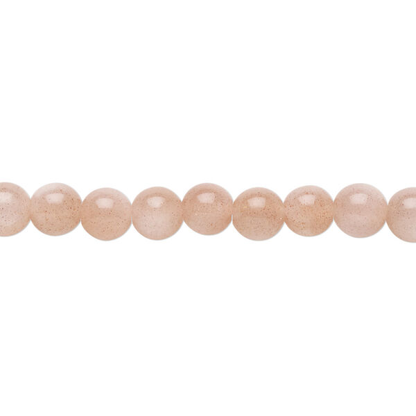 Bead, pink flake moonstone (natural), 6mm round, B grade, Mohs hardness 6 to 6-1/2. Sold per 8-inch strand, approximately 30 beads. image number 0