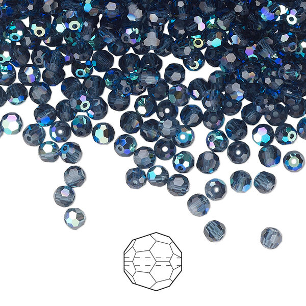 Bead 24pk Montana AB, Preciosa Czech crystal 3mm round image number 0