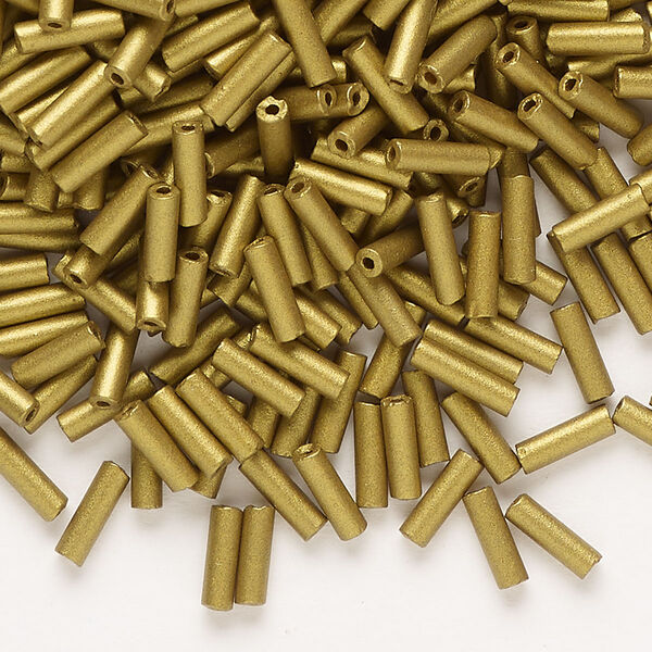 Bead, Preciosa Ornela Czech glass, bugle bead, pkg/50g, #3, soft bronze metallic opaque alabaster, (01720). image number 0