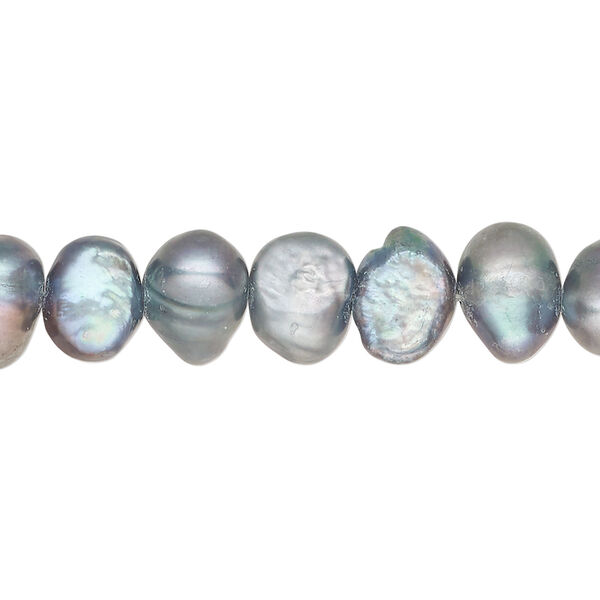 Freshwater 1pkg1, flat-sided potato pearl, 15.5-16 inch mystic blue 8-10mm cultured image number 0