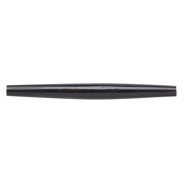 Bead, horn (dyed), black, 76x6mm-76x8mm hand-cut hairpipe, Mohs hardness 2-1/2. Sold per pkg of 12. image number 0