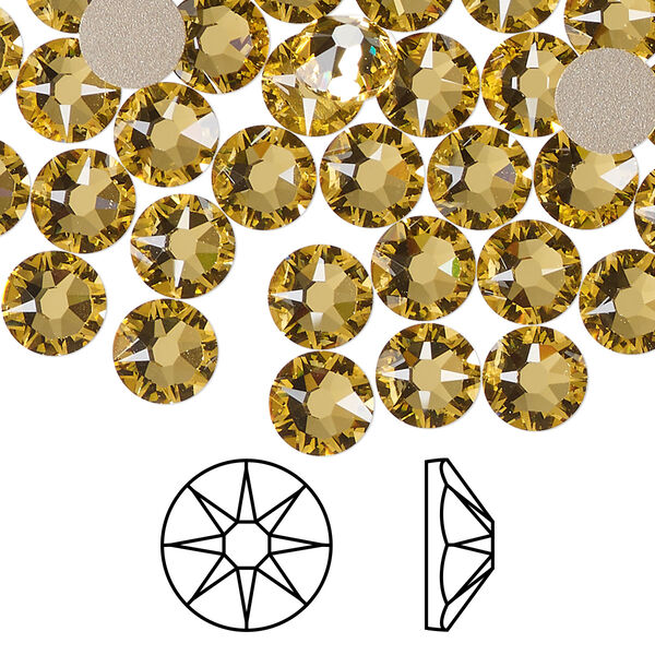 Flat back 12pk dark jonquil foil back, Crystal Passions® Regenerated 7.07-7.27mm rose round SS34 2088 image number 0