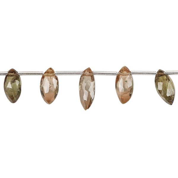Andalusite 1pkg11, hand-cut top-drilled faceted marquise bead natural , graduated 8x4mm-12x5mm image number 0