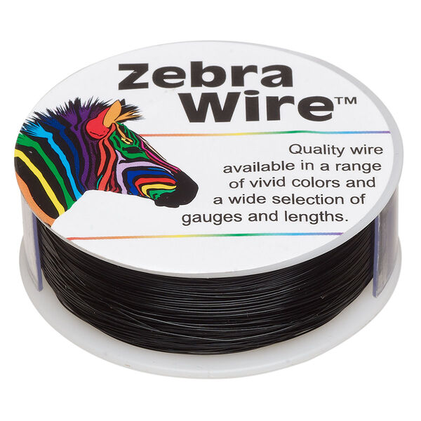 Wire, Zebra Wire™, color-coated copper, black, round, 30 gauge. Sold per 1/4-pound spool, approximately 215 yards. image number 0