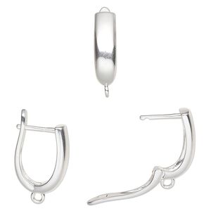 Ear wire leverback 1pkg2, 18mm / closed loop, 17 gauge silver-finished brass 1 pair