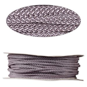 Cord, nylon, grey, 3mm round. Sold per 100-foot spool.
