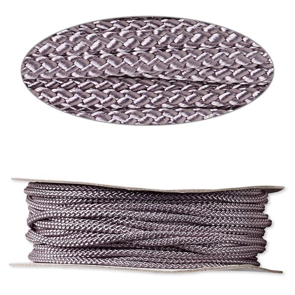 Cord, nylon, grey, 3mm round. Sold per 100-foot spool. image number 0