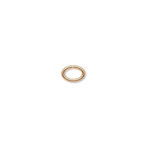 Jump ring, gold-plated brass, 7x5mm oval, 5.5x3.2mm inside diameter, 18 gauge. Sold per pkg of 500.