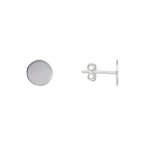 Earstud, sterling silver-filled, 8mm round flat pad. Sold per pkg of 2 pairs.