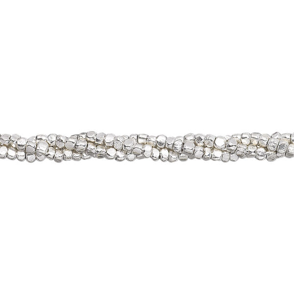 Bead, Hill Tribes, sterling silver, 2x1mm faceted rondelle. Sold per 15-1/2 to 16-inch strand, approximately 250 beads. image number 0