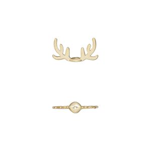 Bead cap, Amoracast®, satin-finished "vermeil," 13x7mm antlers with 0.4mm hole, fits 8mm bead. Sold individually.