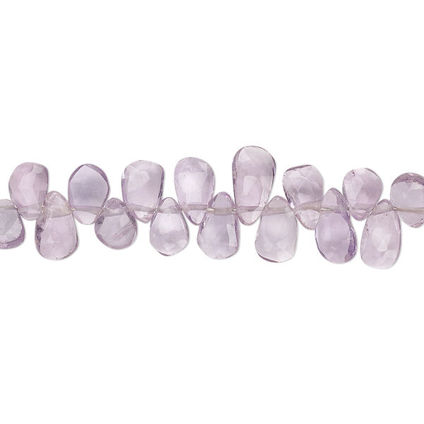 Bead, lavender amethyst (natural), 6x4mm-9x5mm hand-cut top-drilled faceted teardrop with 0.4-1.4mm hole, B- grade, Mohs hardness 7. Sold per 9-inch strand. image number 0