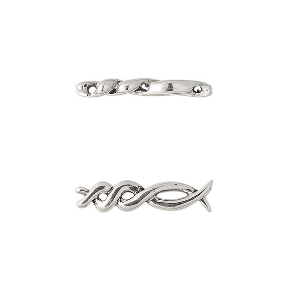 Spacer bar, sterling silver, 21x5mm 3-strand braid. Sold individually. image number 0