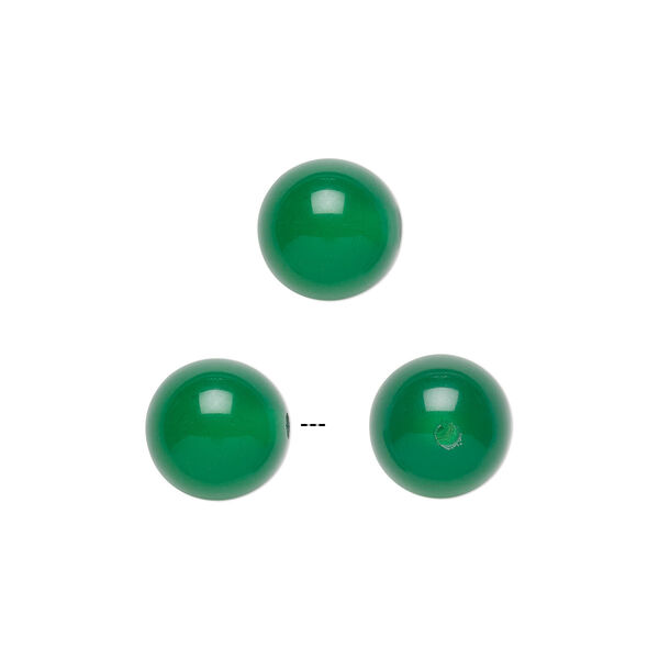 Green agate 1pkg2, half-drilled round bead B grade, 8mm image number 0